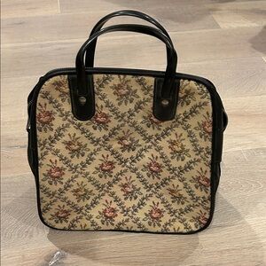 Vintage Coats Clark Floral Patterned Satchel with Black Accents